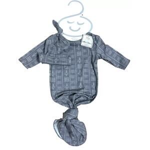 Toby Fairy 2 Piece Baby Hat & Gown Set Includes Hat & Newborn Gown, Gray Printed